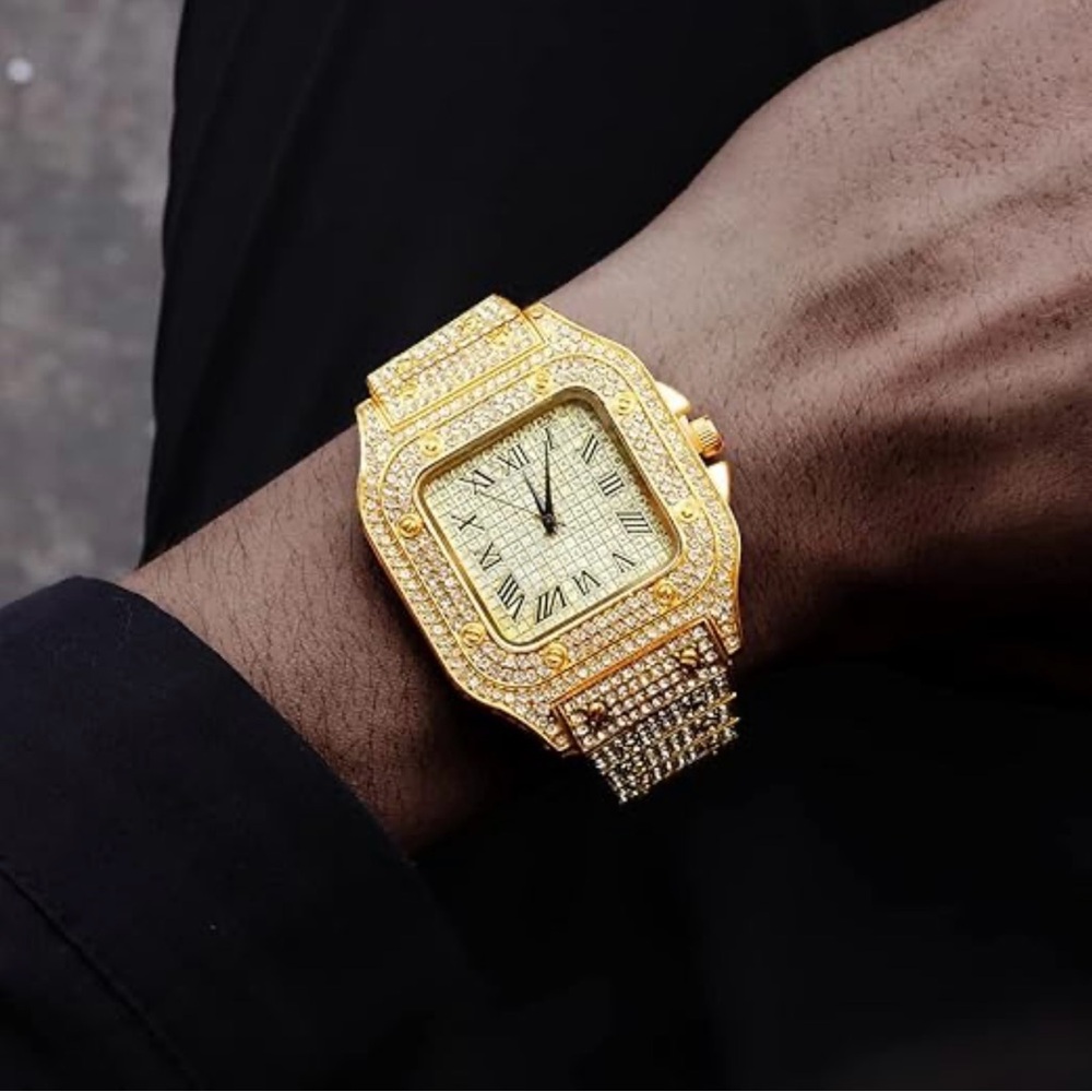 Luxury Gold Watch with Crystal Accents